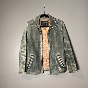 90s distressed leather jacket